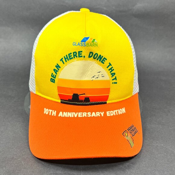 Glass Barn Indiana Soybean Snapback Hat Cap Yellow Trucker Mesh Farming Mens - Picture 1 of 12